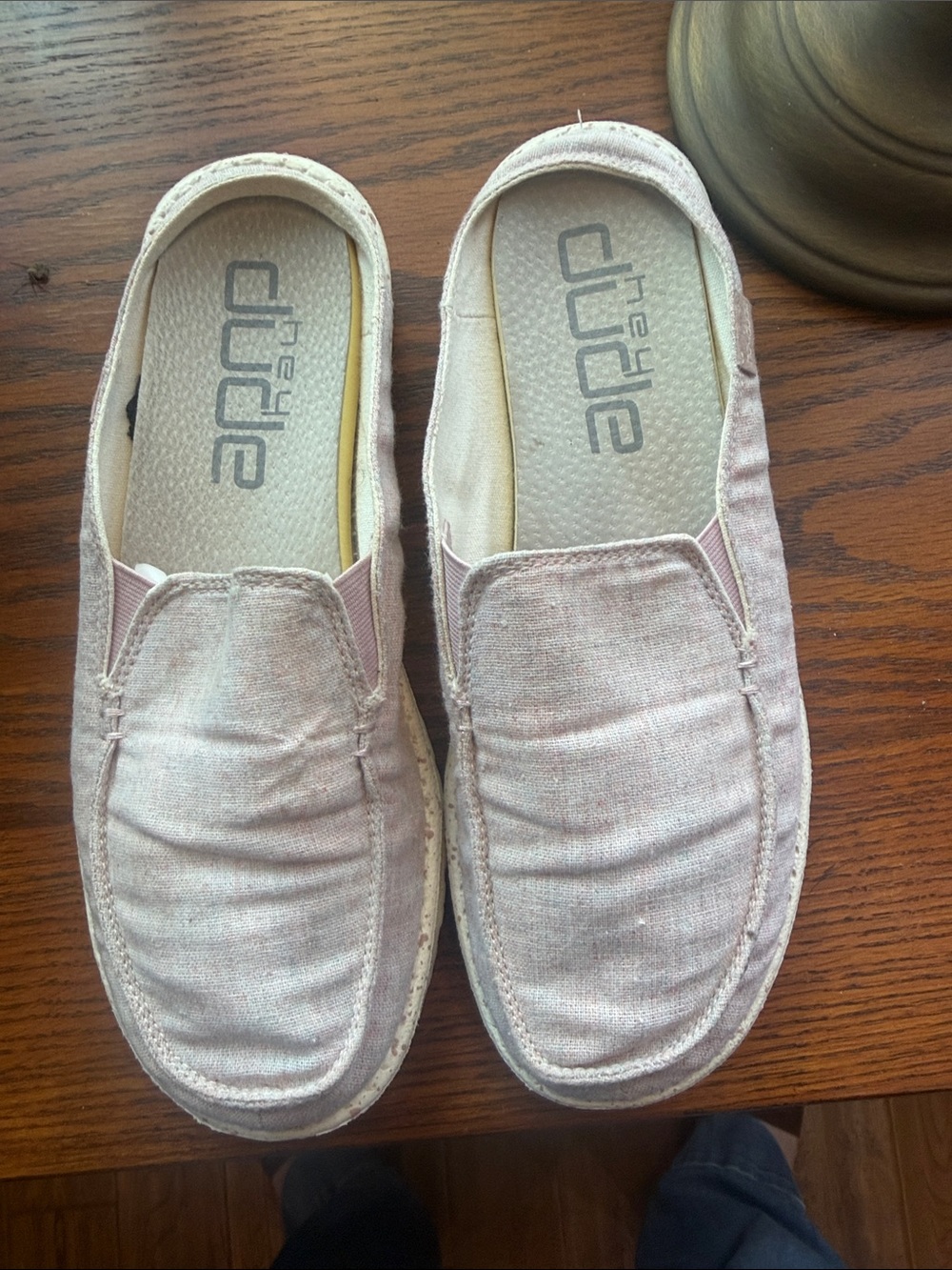 Hey Dude Women's Slip-On Mules in Light Blush Canvas